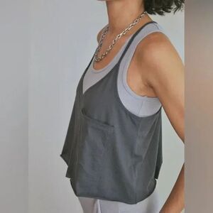 New Lunya Organic Pima Racer Tank in Meditative Grey Size Large